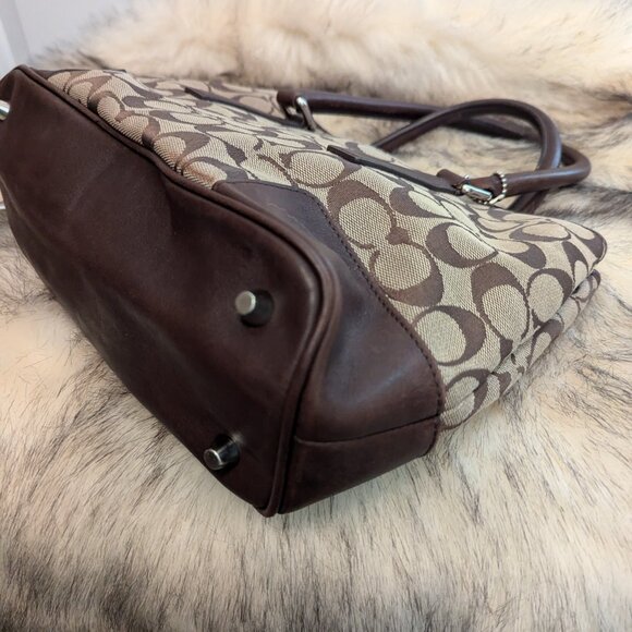 COACH F1J-6089 Jacquard Signature "C" satchel purse handbag - Picture 8 of 11